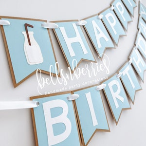 Milk & Cookies Happy Birthday Banner / Milk and Cookies Birthday / Pajama Party / One Tough Cookie Banner