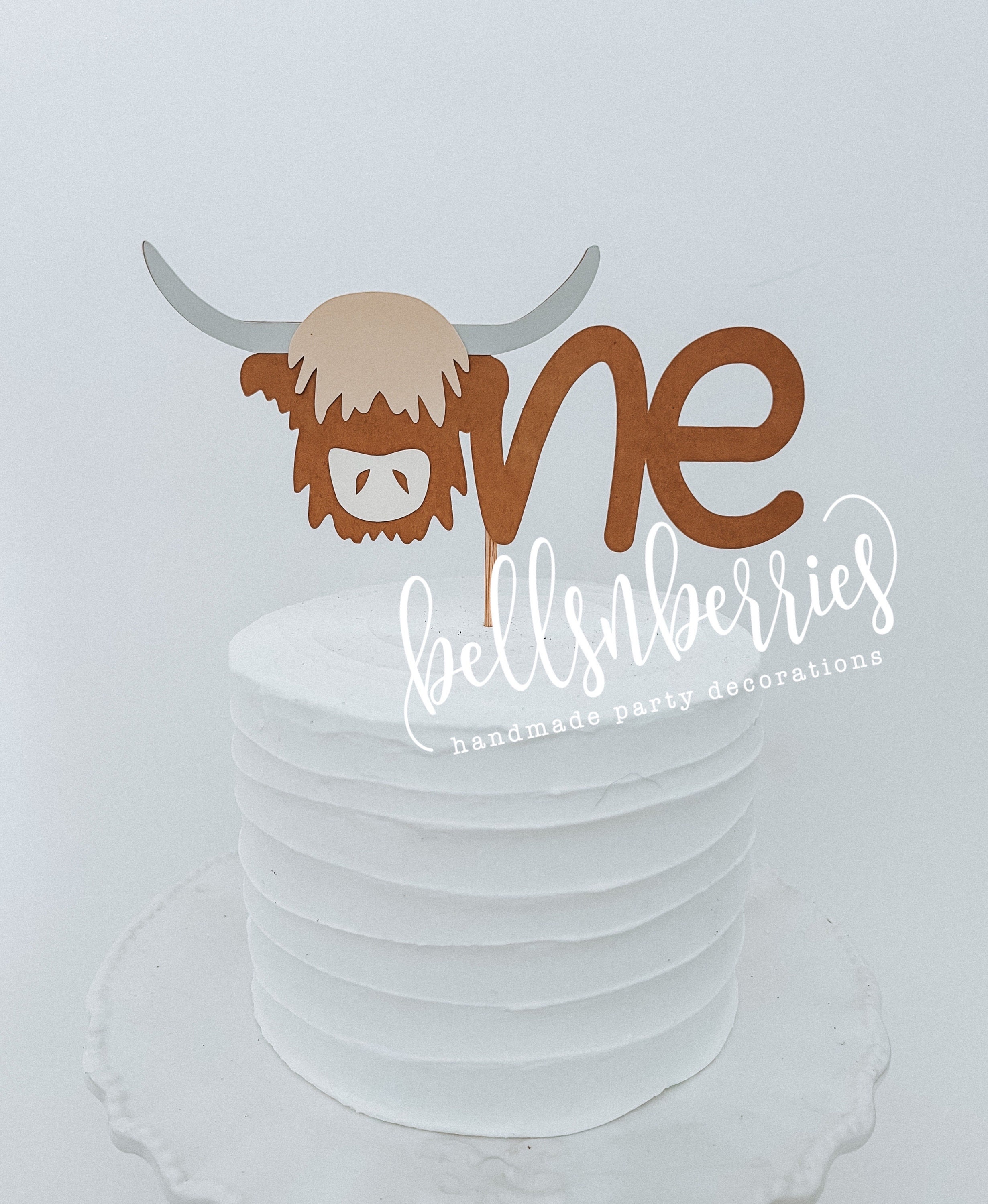 Highland Cow Cake Topper / Barnyard Smash Cake Topper / Cow Cake
