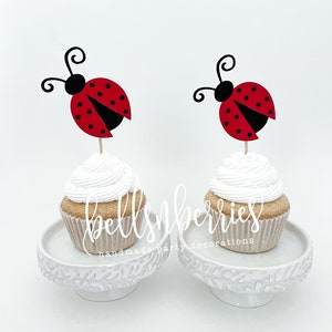 Lady Bug Cupcake Toppers / Little Lady Bug Cupcake Toppers / Ladybug Birthday / Lady Bug First Birthday / Spring Birthday Decor / Set of 12
