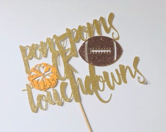 Pom Poms or Touchdowns Gender Reveal Cake Topper
