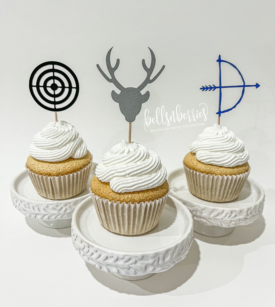 Hunting Cupcake Toppers / Deer / Bow & Arrow / Target / Baby Shower