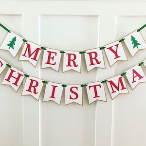 Merry Christmas Banner / Rustic Christmas Banner / Farmhouse Christmas Mantle Banner