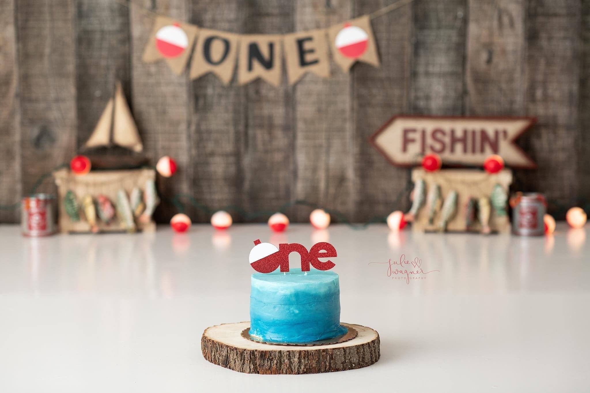 Fishing Theme First Birthday Party Bobber Cupcake Toppers Food