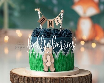 One Cake Topper/ Lumberjack Birthday Cake Topper/ Rustic Smash Cake Topper