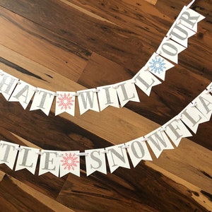 What will our Little Snowflake be  Gender Reveal banner/Baby It&#39;s Cold Outside Banner/ Winter ONEderland/ Snowflake Gender Reveal