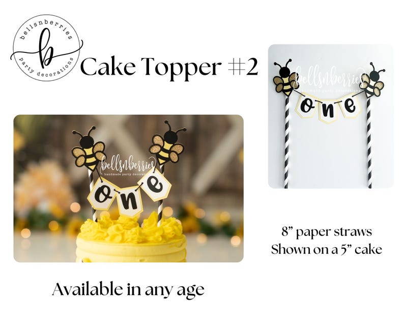 Fun to Bee One Birthday Decorations – Party Bundle or Individual Items Cake Topper #2