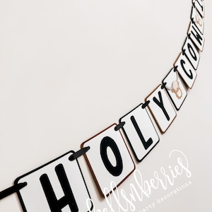Highland Cow Holy Cow I&#39;m One Banner / Barnyard Birthday / Highland Cow Banner / High Land Cow Birthday / Farm Party Banner