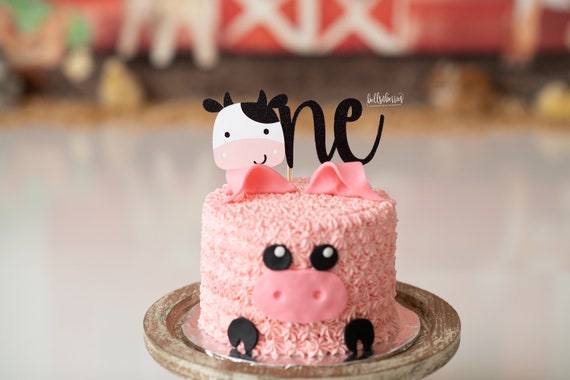 COW CAKE TOPPER Moo Moo Im Two Two Cow Cake Topper Pink Cow Party