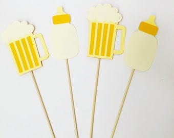 Baby is Brewing Centerpieces: Beer Mug & Baby Bottle Shower Decor