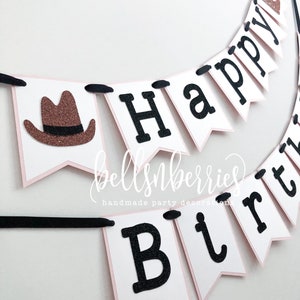 Pink Western Happy Birthday Banner / My First Rodeo Birthday Banner / Cowgirl Birthday Banner / First Birthday / Cowgirl Party / Cowboy
