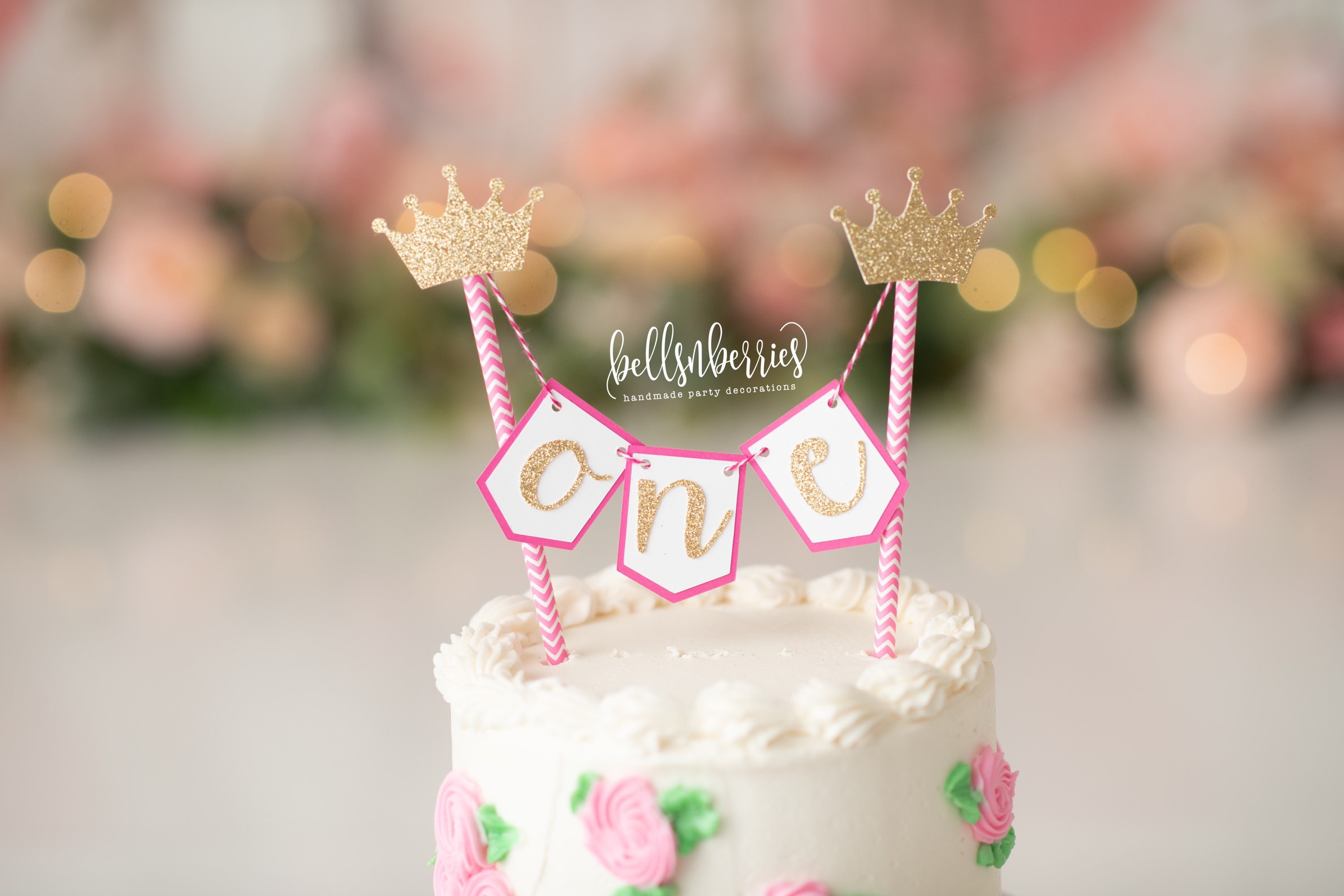 Princess Birthday Cake Topper: Glitter Crown Bunting - Etsy