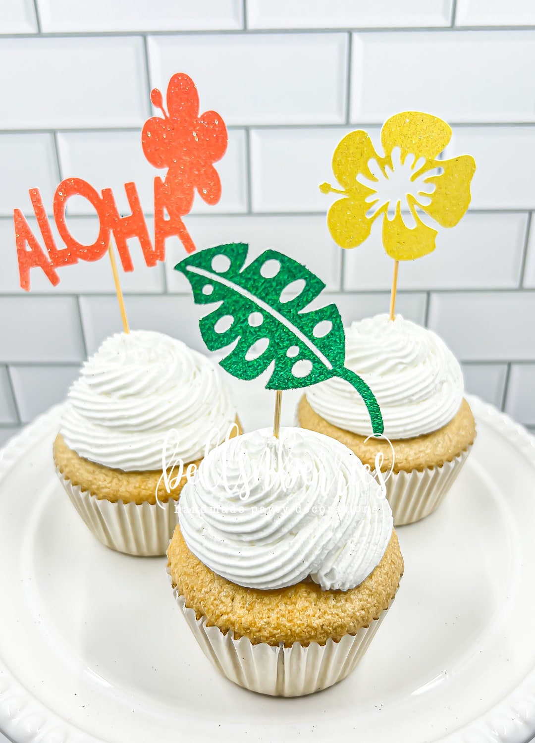 Luau Cupcake Toppers/ Hawaiian Cupcake Toppers/ Tropical Party Etsy