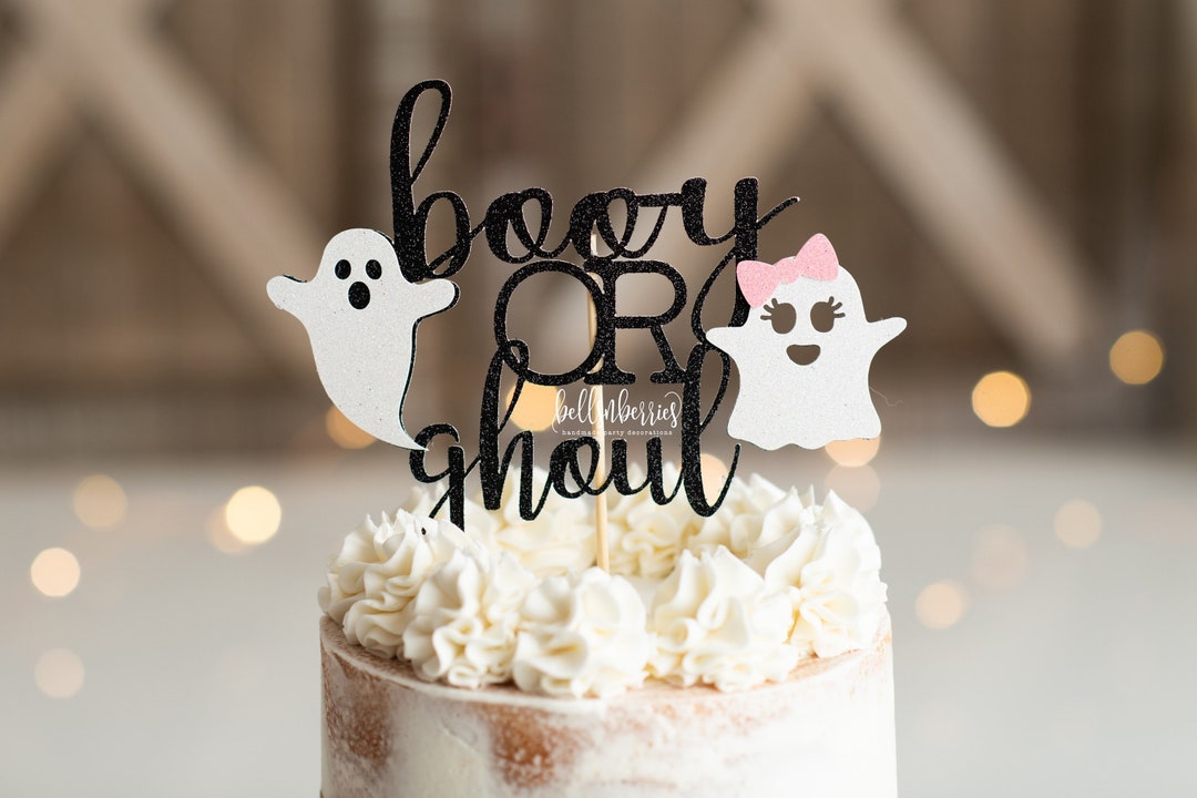 Boo-y or Ghoul Gender Reveal Cake Topper/ Gender Reveal Party/ Halloween  Gender Reveal 