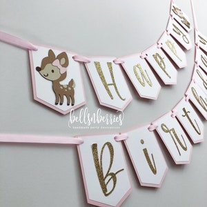 OneDeerFul Happy Birthday Banner / Little Deer Banner / Doe Birthday Banner / Deer Birthday Decoration