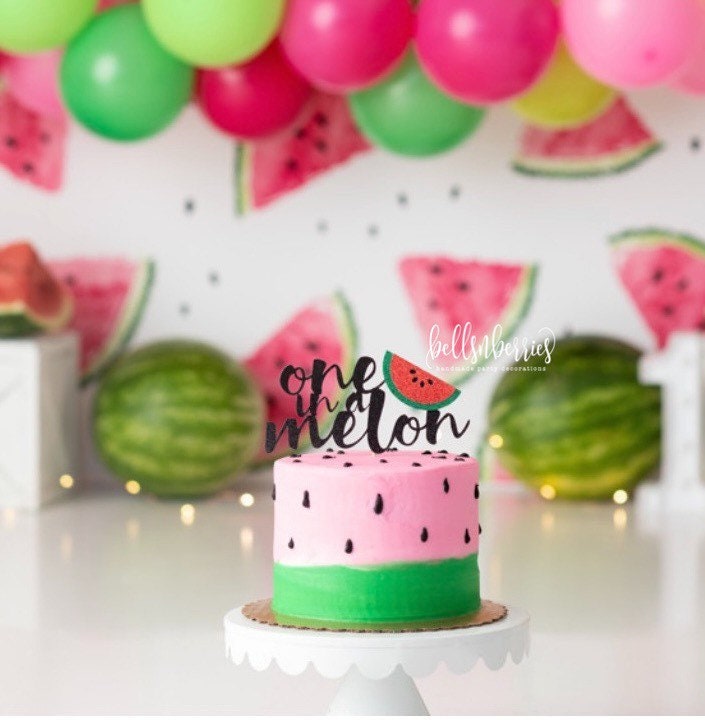 Our Sweetie Is One In a Melon Birthday Baby Shower Edible Cake Topper Image  ABPID50250