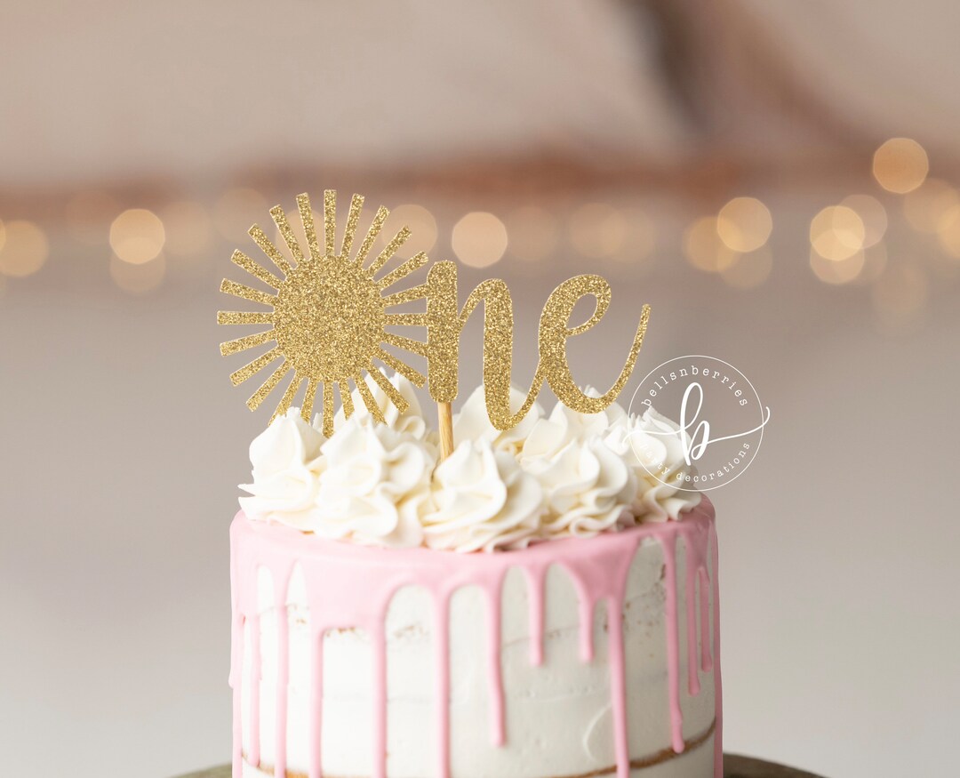 Sunshine First Birthday Cake Topper: Gold Glitter "one" - Etsy