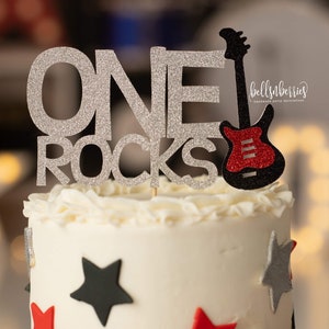 One Rocks Cake Topper / Guitar Cake Topper / Rock Party / Rock N Roll First Birthday / 80&#39;s Theme Birthday