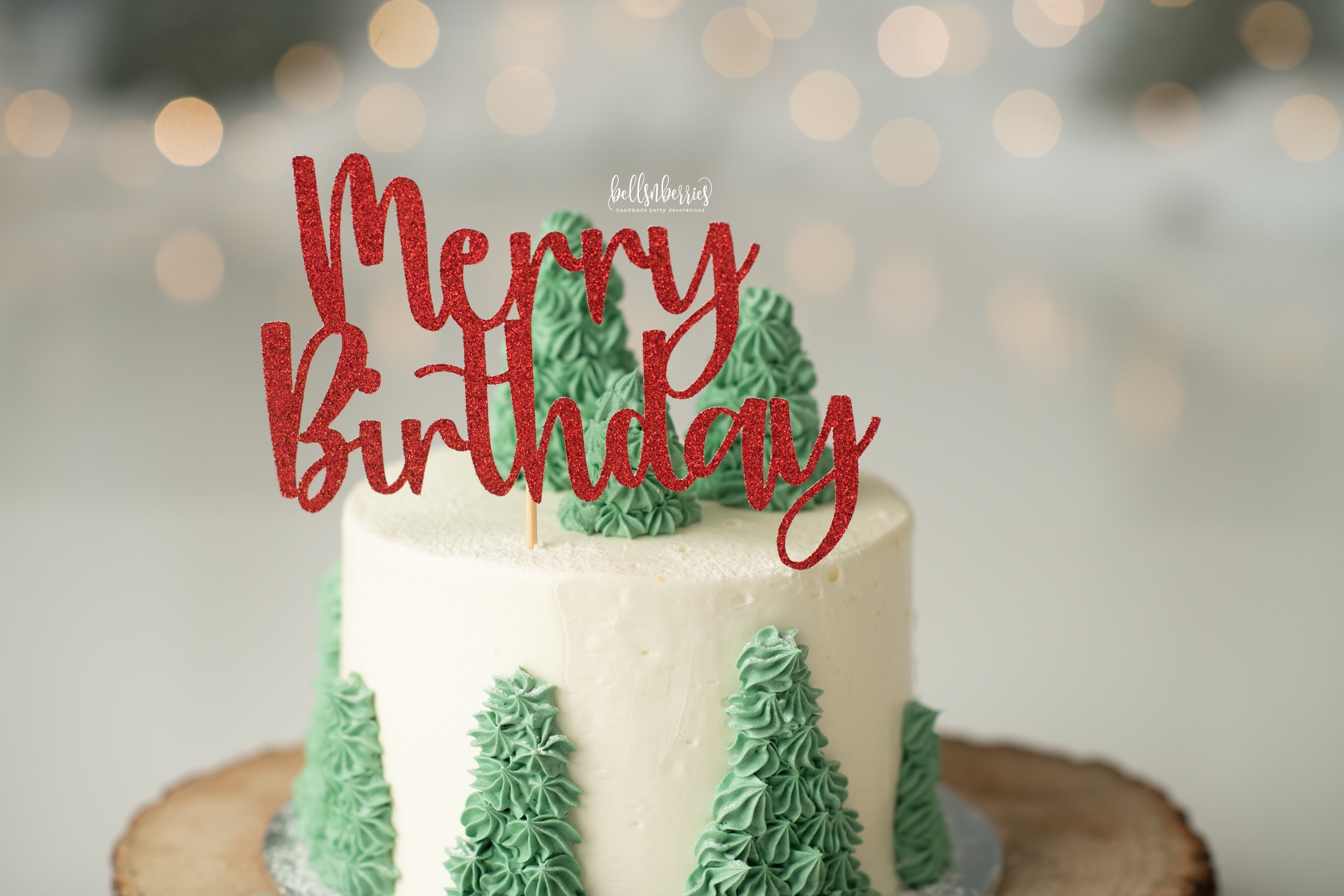Merry Birthday Cake Topper / Christmas Cake Topper / Christmas - Etsy Sweden