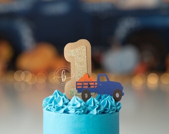 Pumpkin Truck Cake Topper: Fall Birthday Party Decor