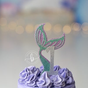 Mermaid tail age cake topper/ shell cake topper/ Oneder the Sea cake Topper/ mermaid birthday