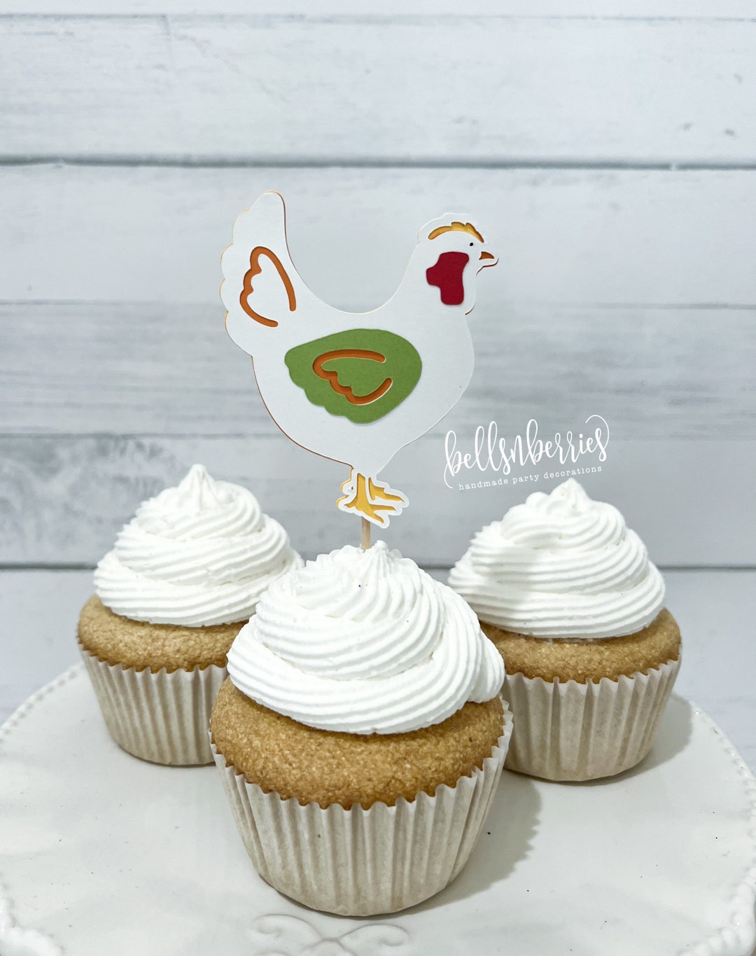 Chicken Cupcake Toppers: Farm Barnyard Party Decorations (set of 12) - Etsy