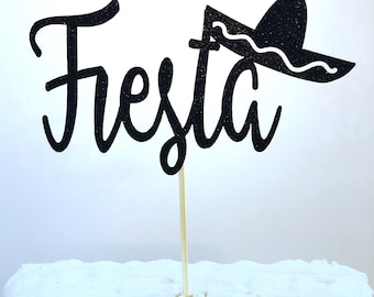 Glitter Fiesta Cake Topper: Cinco de Mayo Party Decor