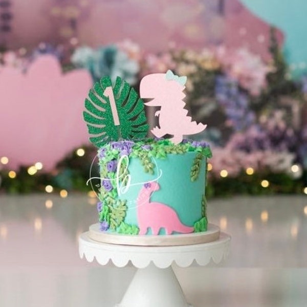 Dinosaur cake topper/ Girl Dinosaur Cake Topper/ girl dinosaur party/ girl dinosaur cake topper