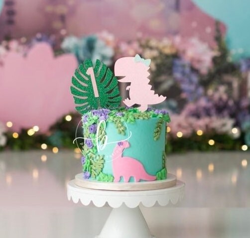 thumbnail image 2 of Dinosaur Cake Topper Green Glitter T-Rex Happy Birthday Party Cake Decor Dino Jungle Jurassic Dinosaur Themed 1st 2nd 3rd 4th Birthday Party Cake Supplies Decorations 2 of 13