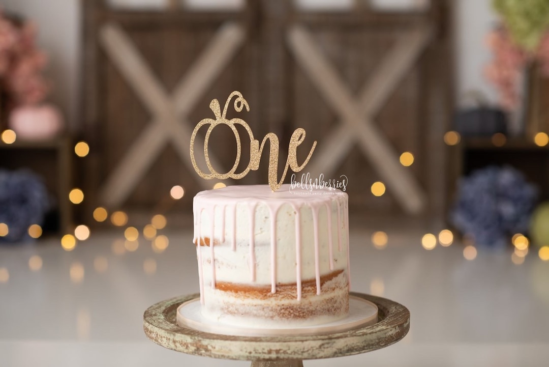 Pumpkin 1st Birthday Cake Topper: Gold Glitter Fall Smash Cake - Etsy