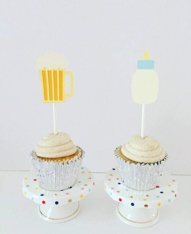 It's A Boy Beer Mug & Baby Bottle Cupcake Topper / Baby is | Etsy