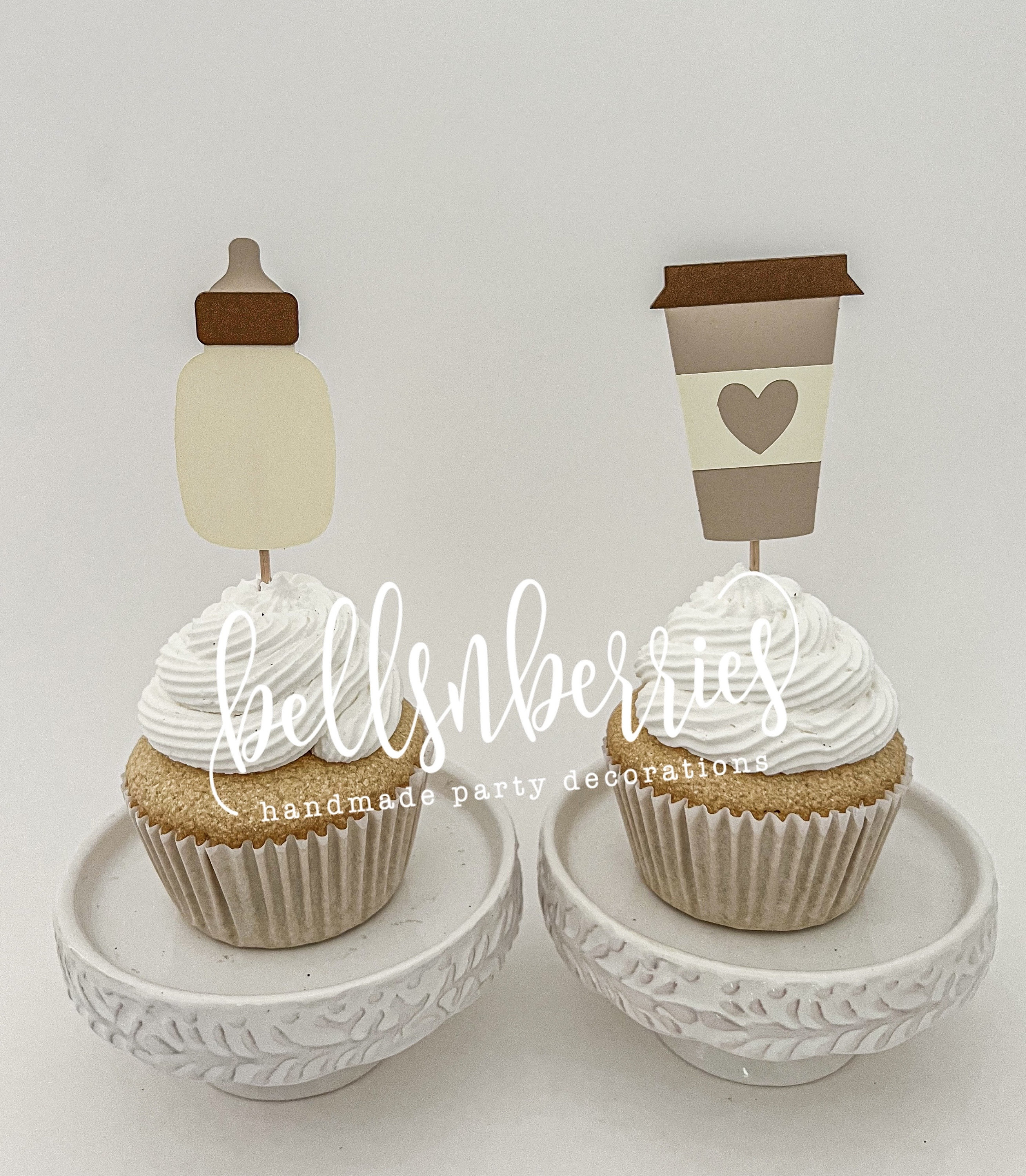 READY TO SHIP Coffee Cupcake Toppers / Coffee Party Decor / Coffee Cup  Cupcake Toppers / Coffee Lover Decorations / Coffee Cups 