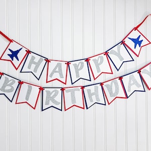 Fighter Jet happy birthday banner/Time Flies birthday/ Airplane Birthday/ Airplane Theme