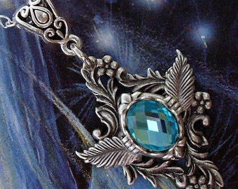 Elven Necklace - Aquablue - Elves - Fantasy - Medieval - Turquoise - Fairy - Elvish - Pendant - Wiccan - Talisman - Blue - Elf