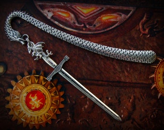 Dragon and Sword Bookmark ~ Epic Tale ~ Medieval Fantasy ~ Excalibur ~ Myths and Legends ~ Reader ~ Game of Thones ~ Targaryen ~ Books