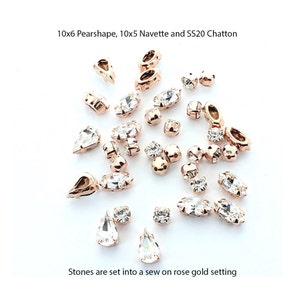 Best Quality stones set into rose gold sew on settings. Price is for 10 stones image 1