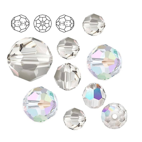 Preciosa MC round beads crystal and ab/crystal.  Price is for 100 beads.