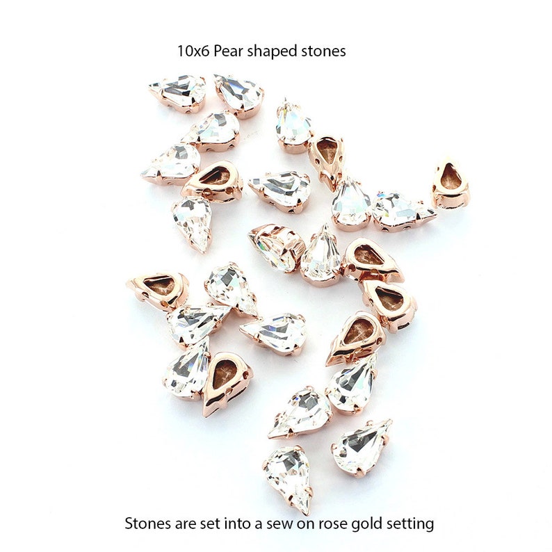 Best Quality stones set into rose gold sew on settings. Price is for 10 stones image 2