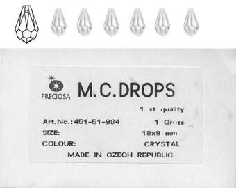 Preciosa MC Tropfen 18x9mm in kristall. Preis gilt für 10 Tropfen