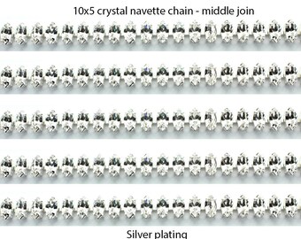 Rhinestone chain.  10x5 crystal silver navette chain.  Price is for 30cms.