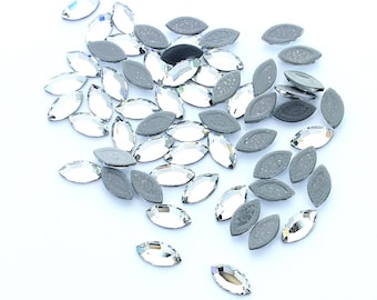 Swarovski Elements 8x4 crystal hotfix and no glue foiled made by Preciosa.  Price is for 10 stones