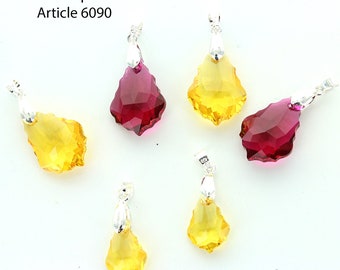 Swarovski 6090 pendant with sterling silver finding.  Price is for 1 piece.