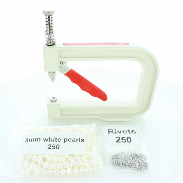 Manual Pearl Punching Machine with 250  free white pearls and nails or 500 pearls for extra 1 pound.  Price is for 1 piece