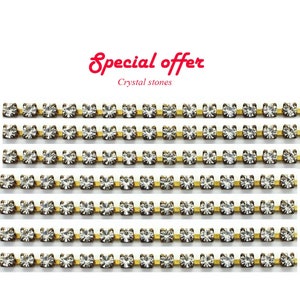 Cadena de diamantes de imitación de 3,5 mm en dos colores. Oferta especial. El precio es para 1 metro