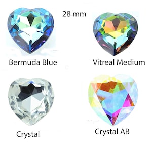 Heart 28mm in Vitreal Medium, Bermuda Blue, Crystal and Crystal/AB  Price is for one piece