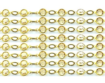 SS29 6mm Light Colorado Topaz brass channel chain.  Price is for 12 inches (1 foot)