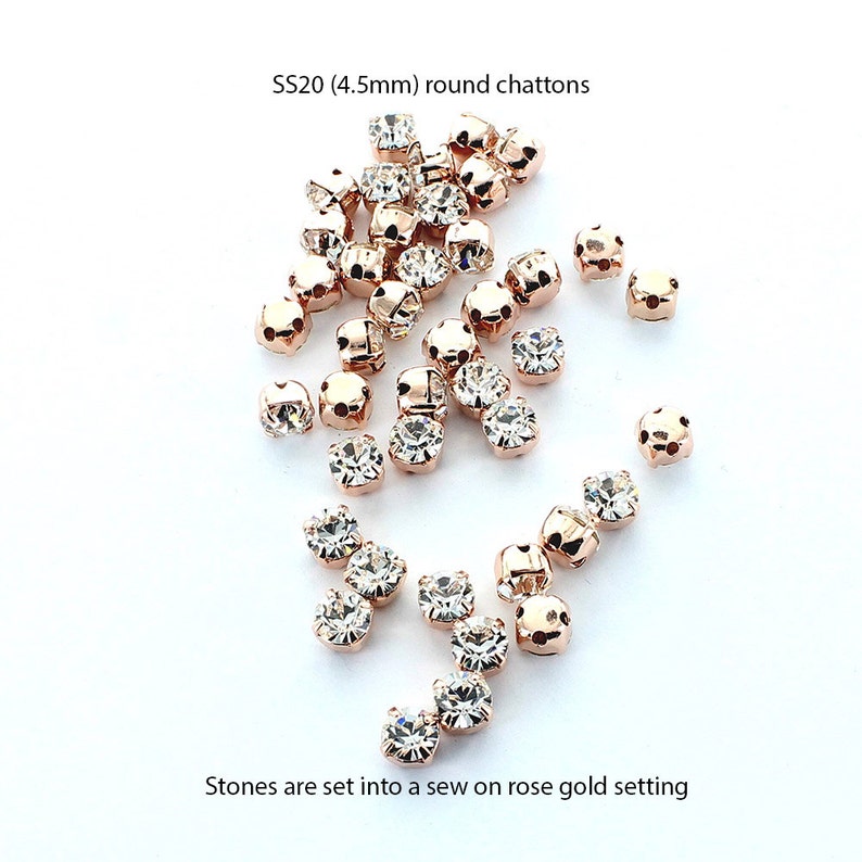 Best Quality stones set into rose gold sew on settings. Price is for 10 stones image 3