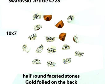スワロフスキー4728番、10x7mmと16x12mmのハーフラウンドファセット