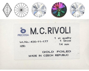 Preciosa Rivolli Stones  14mm ,18mm and 12mm  . Stones pointed both sides.  Price is for 5 stone