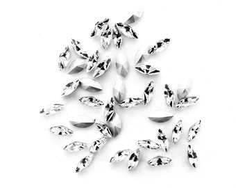 Navette 8x4mm, 6x3 and 10x5 crystal best quality fancy stones.  Price is for 10 stones.