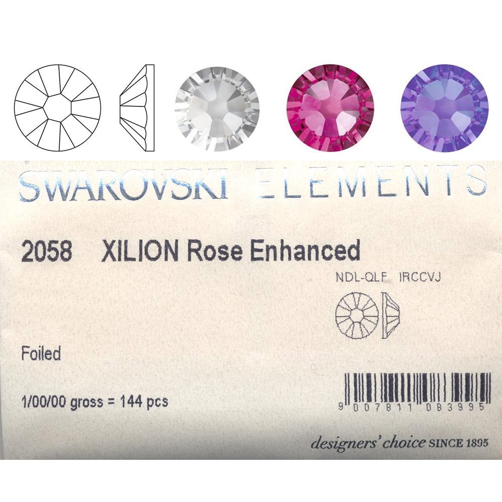 Swarovski 2028/2058 flatback foiled stones (no glue) in various sizes and colours